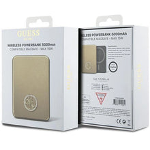 Заредете изображение във визуализатора на галерията – Guess MagSafe 4G Strassed Metal Logo induction power bank 15W 5000mAh - gold
