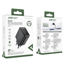 Заредете изображение във визуализатора на галерията – Fast charger GaN 35W PD 2x USB C Acefast A49 - black
