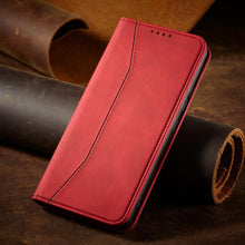 Заредете изображение във визуализатора на галерията – Magnet Fancy Case for Samsung Galaxy S23 Ultra Cover with Flip Stand Wallet Red
