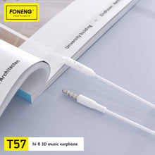 Заредете изображение във визуализатора на галерията – Foneng Earphones T57 with microphone white
