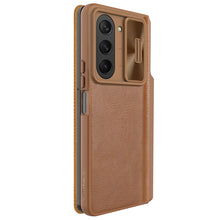 Заредете изображение във визуализатора на галерията – Nillkin Qin Leather Pro Samsung Galaxy Z Fold 5 Leather Flip Case with Camera Cover - Brown
