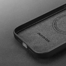 Заредете изображение във визуализатора на галерията – Dux Ducis Grit Leather Case for iPhone 14 Plus Elegant Faux Leather Cover (MagSafe Compatible) Black
