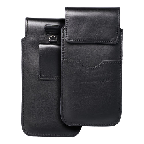 ROYAL - Leather universal flap pocket / black - Size 2XL - IPHONE 6 PLUS / SAMSUNG A52 / XIAOMI REDMI NOTE 10