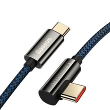 Заредете изображение във визуализатора на галерията – Baseus Legend Series Elbow Fast Charging USB Type C - USB Type C 100W 5A 2m blue (CACS000703)
