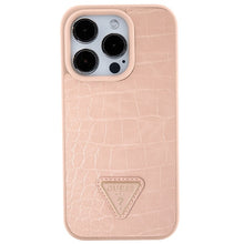 Заредете изображение във визуализатора на галерията – Original Case GUESS Croco Triangle Metal Logo hardcase GUHCP15LPCRTHCP for Iphone 15 Pro pink
