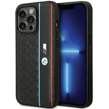 Заредете изображение във визуализатора на галерията – Original Case BMW M Edition Hexo Pattern hardcase BMHCP14X22PGVK for Iphone 14 Pro Max Black
