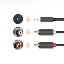 Заредете изображение във визуализатора на галерията – Ugreen cable audio cable 3.5 mm mini jack (male) - 2RCA (male) 1.5 m (AV102)
