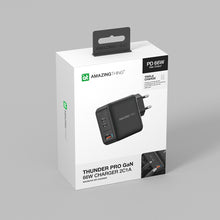 Заредете изображение във визуализатора на галерията – Amazing Thing Wall charger Thunder Pro GaN EUTH66W - USB + 2xType C - PD 66W black
