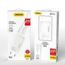 Заредете изображение във визуализатора на галерията – Dudao USB-A 7.5W wall charger + USB-A - USB-C cable 1m white (A1sEUT)
