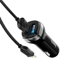 Заредете изображение във визуализатора на галерията – HOCO car charger 2x USB A + cable USB A to iPhone Lightning 8-pin 2,4A Z40 black
