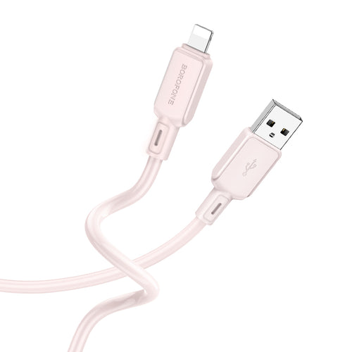 Borofone Cable BX94 Crystal color - USB to Lightning - 2,4A 1 metre light pink