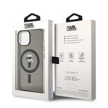 Заредете изображение във визуализатора на галерията – Original Pouch KARL LAGERFELD hardcase IML Ikonik Magsafe KLHMP15SHFCKNOK for Iphone 15 Black
