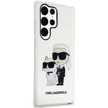 Заредете изображение във визуализатора на галерията – Karl Lagerfeld KLHCS23LHNKCTGT S23 Ultra S918 transparent hardcase Gliter Karl&amp;Choupette
