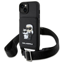 Заредете изображение във визуализатора на галерията – Original Pouch KARL LAGERFELD Crossbody Saffiano Karl &amp; Choupette KLHCP14SCSAKCPMK for Iphone 14 Black
