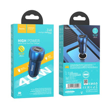 Заредете изображение във визуализатора на галерията – HOCO car charger 2x Type C PD 40W Z48 sapphire blue
