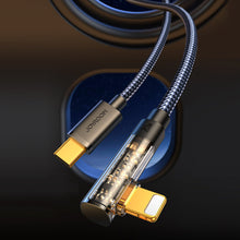 Заредете изображение във визуализатора на галерията – Joyroom Angled Lightning cable - USB C for fast charging and data transfer 20W 1.2 m black (S-CL020A6)
