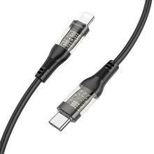 Заредете изображение във визуализатора на галерията – Borofone Cable BU37 Transparent Discovery - Type C to Lightning - PD 20W 1,2 metres black
