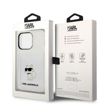 Заредете изображение във визуализатора на галерията – Original Pouch KARL LAGERFELD Ikonik Choupette KLHCP14S3DRKCK for Iphone 14 Pro transparent
