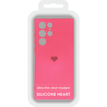 Заредете изображение във визуализатора на галерията – Vennus Silicone Heart Case for Samsung Galaxy S22 Ultra design 1 fuchsia

