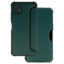 Заредете изображение във визуализатора на галерията – Razor Carbon Book Case for Samsung Galaxy A22 5G dark green
