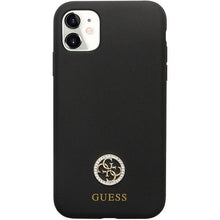 Заредете изображение във визуализатора на галерията – Guess GUHCN614DGPK Case for iPhone 11 / Xr - Black Silicone Logo Strass 4G
