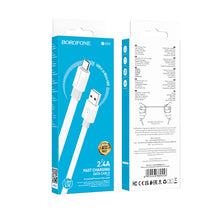 Заредете изображение във визуализатора на галерията – Borofone Cable BX89 Union - USB to Micro USB - 2,4A 1 metre white-grey
