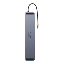 Заредете изображение във визуализатора на галерията – Baseus EliteJoy Gen2 universal USB HUB 12in1 with USB-C cable 25cm notebook stand USB-A / USB-C / DP / HDMI / SD / TF / RJ45 / 3.5mm jack / PD 100W gray (WKSX030213)
