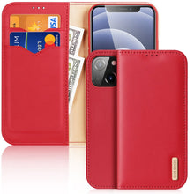 Заредете изображение във визуализатора на галерията – Dux Ducis Hivo Genuine Leather Bookcase type case for iPhone 13 mini red
