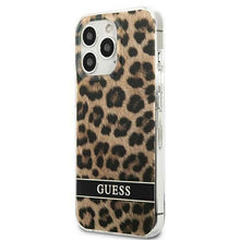 Заредете изображение във визуализатора на галерията – Оригинален гръб Guess за iphone 13 pro (leopard electro stripe / brown) - TopMag

