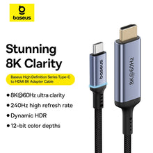 Заредете изображение във визуализатора на галерията – Baseus BS-OH064 8K 60Hz USB-C - HDMI cable 1.5m - black
