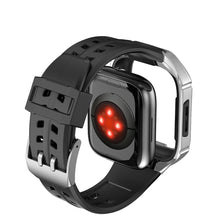 Заредете изображение във визуализатора на галерията – Kingxbar CYF136 2in1 Rugged Case for Apple Watch SE, 6, 5, 4 (44 mm) Stainless Steel with Strap Silver
