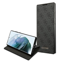 Заредете изображение във визуализатора на галерията – Guess GUBKS22LG4GFGR S22 Ultra S908 szary/grey book 4G Metal Gold Logo
