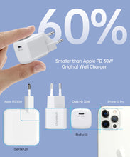 Заредете изображение във визуализатора на галерията – Choetech PD5007 USB-C PD 30W GaN wall charger - white
