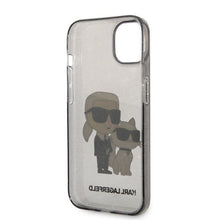 Заредете изображение във визуализатора на галерията – Karl Lagerfeld KLHCP14SHNKCTGK iPhone 14 6.1" black/black hardcase Gliter Karl&amp;Choupette
