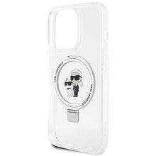 Заредете изображение във визуализатора на галерията – Karl Lagerfeld Ring Stand Karl&amp;Choupette MagSafe case for iPhone 13 Pro Max - white
