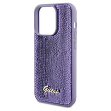 Заредете изображение във визуализатора на галерията – Guess Sequin Script Metal case for iPhone 14 Pro - purple
