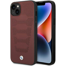 Заредете изображение във визуализатора на галерията – Case BMW BMHCP14S22RPSR iPhone 14 6.1" burgundy/burgundy Leather Seats Pattern
