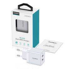 Заредете изображение във визуализатора на галерията – Choetech 2xUSB-C PD 40W charger white (Q5006-EU)
