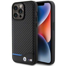 Заредете изображение във визуализатора на галерията – Original Case BMW Leather Carbon BMHCP15X22NBCK for Iphone 15 Pro Max Black
