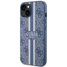 Заредете изображение във визуализатора на галерията – Guess GUHMP14SP4RPSB iPhone 14 6.1" blue/blue hardcase 4G Printed Stripes MagSafe
