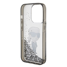 Заредете изображение във визуализатора на галерията – Original KARL LAGERFELD Case Liquid Glitter Ikonik KLHCP15LLKKNSK for Iphone 15 Pro Transparent
