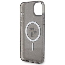 Заредете изображение във визуализатора на галерията – Original faceplate case KARL LAGERFELD KLHMP15MHGKCNOK for iPhone 15 PLUS (Glitter + MAG / black)
