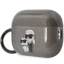 Заредете изображение във визуализатора на галерията – Karl Lagerfeld KLAP2HNKCTGK Airpods Pro 2 cover black/black Gliter Karl&amp;Choupette
