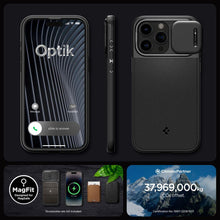 Заредете изображение във визуализатора на галерията – Spigen OPTIK ARMOR MAG MAGSAFE IPHONE 15 PRO MAX BLACK

