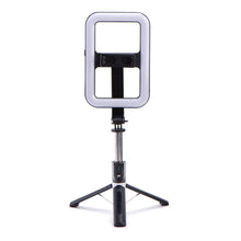 Заредете изображение във визуализатора на галерията – Combo selfie with tripod for live broadcast with LED flash and remote control black 99X
