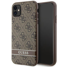 Заредете изображение във визуализатора на галерията – Guess GUHCN61P4SNW iPhone 11 / Xr brown/brown hardcase 4G Stripe
