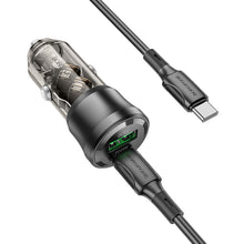 Заредете изображение във визуализатора на галерията – Borofone Car charger BZ25 Journey - USB + Type C - PD 38W 3A with Type C to Type C cable black
