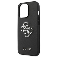 Заредете изображение във визуализатора на галерията – Guess GUHCP13XSA4GSBK iPhone 13 Pro Max 6,7" czarny/black hardcase Saffiano 4G Metal Logo

