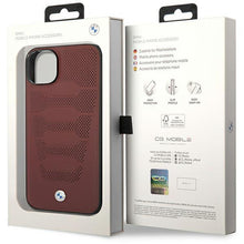 Заредете изображение във визуализатора на галерията – Case BMW BMHCP14S22RPSR iPhone 14 6.1" burgundy/burgundy Leather Seats Pattern
