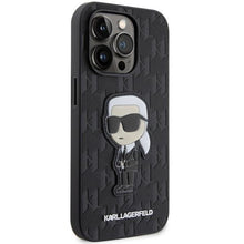 Заредете изображение във визуализатора на галерията – Karl Lagerfeld KLHCP14LSAKHPKK iPhone 14 Pro 6.1" black/black Saffiano Monogram Ikonik
